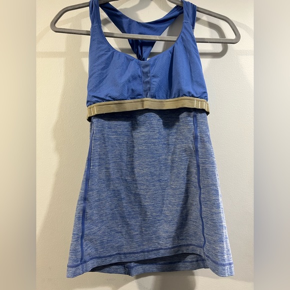 Lululemon Spin Me Tank 6 Heathered royal blue  Circle Mesh racerback mesh LN - Picture 7 of 8